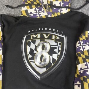 Baltimore MVP Lamar Jackson 8 Maryland Flag Hoodie Mens Large Baltimore Ravens